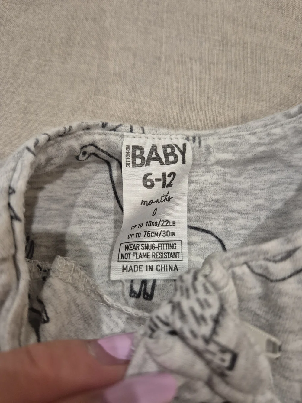 Cotton On Baby Dinosaur Print One-Piece Sleeper
